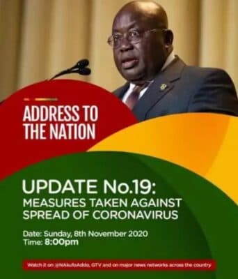 Akufo-Addo directs political leaders to wearing mask as coronavirus active cases exceeds 1000.